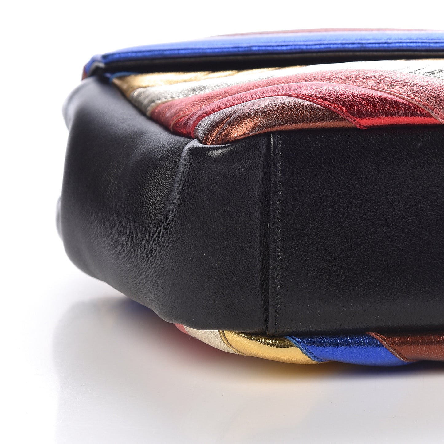 Metallic Calfskin Matelasse Chevron Monogram Medium College Satchel Multicolor