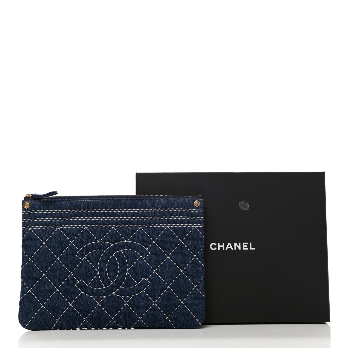 Denim Quilted Cosmetic Case Blue