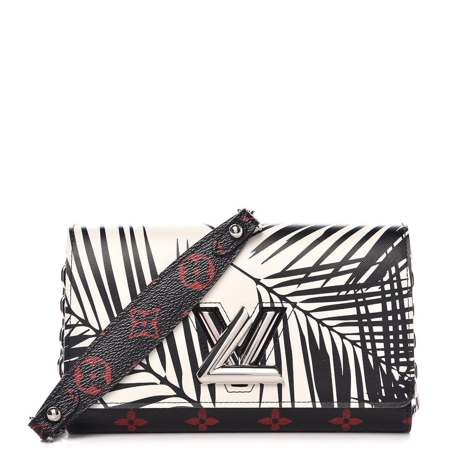 Monogram Palm Twist Chain Wallet Black White
