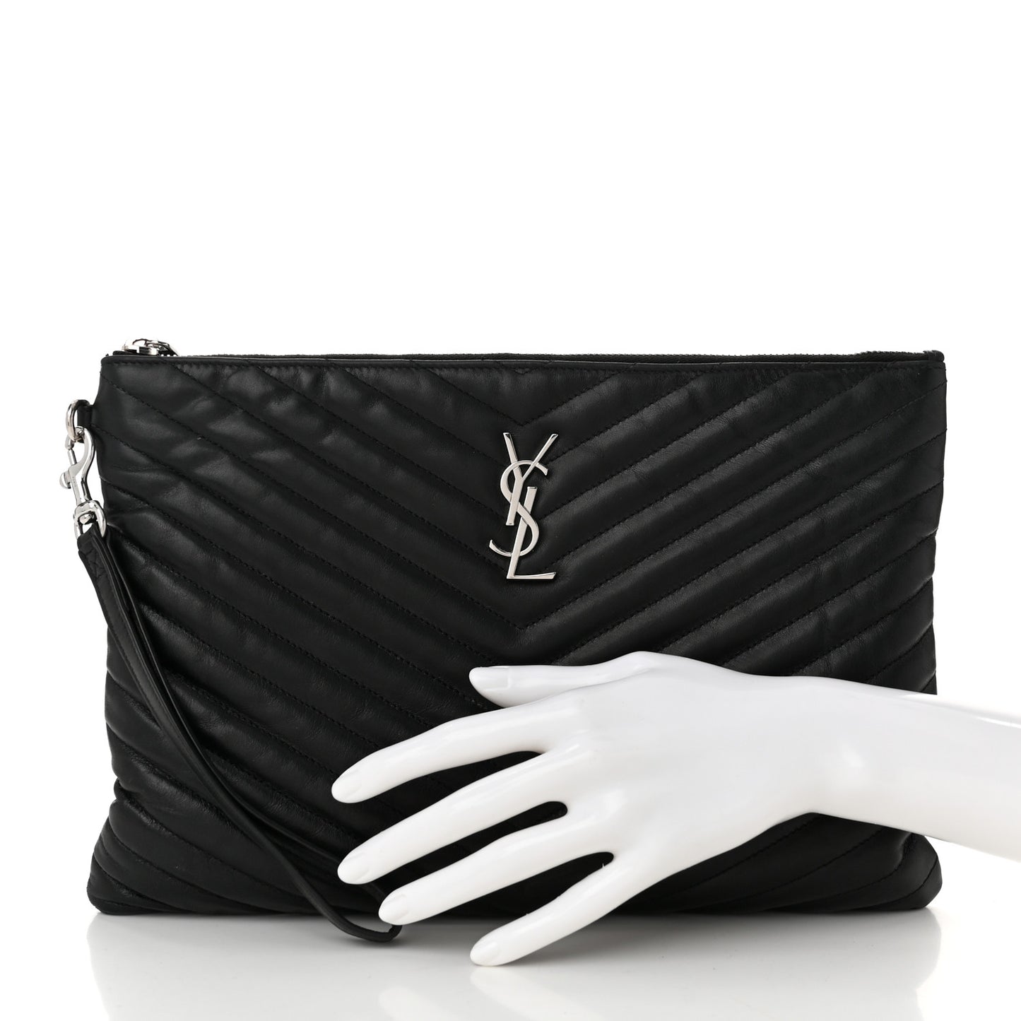 Calfskin Matelasse Monogram Cassandre Tablet Pouch Black