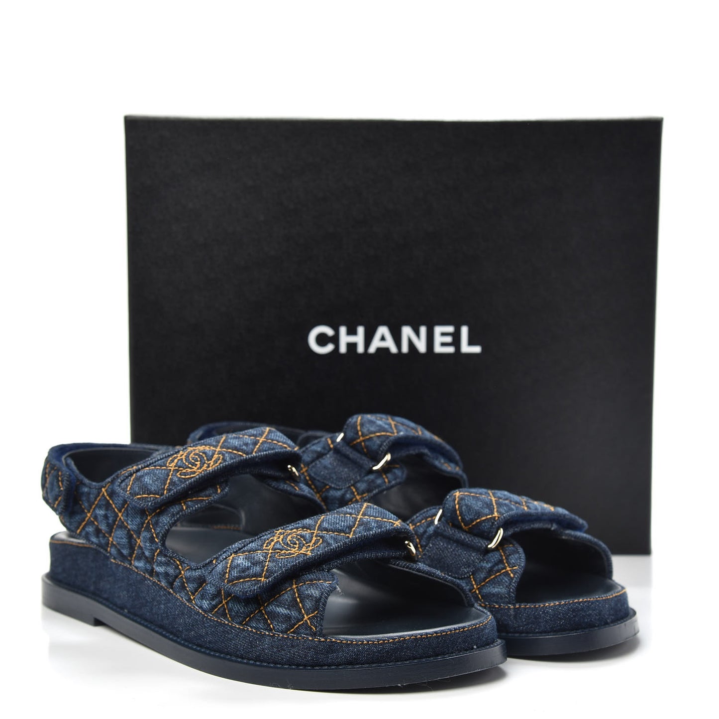 Denim Velcro Dad Sandals 41 Navy Blue