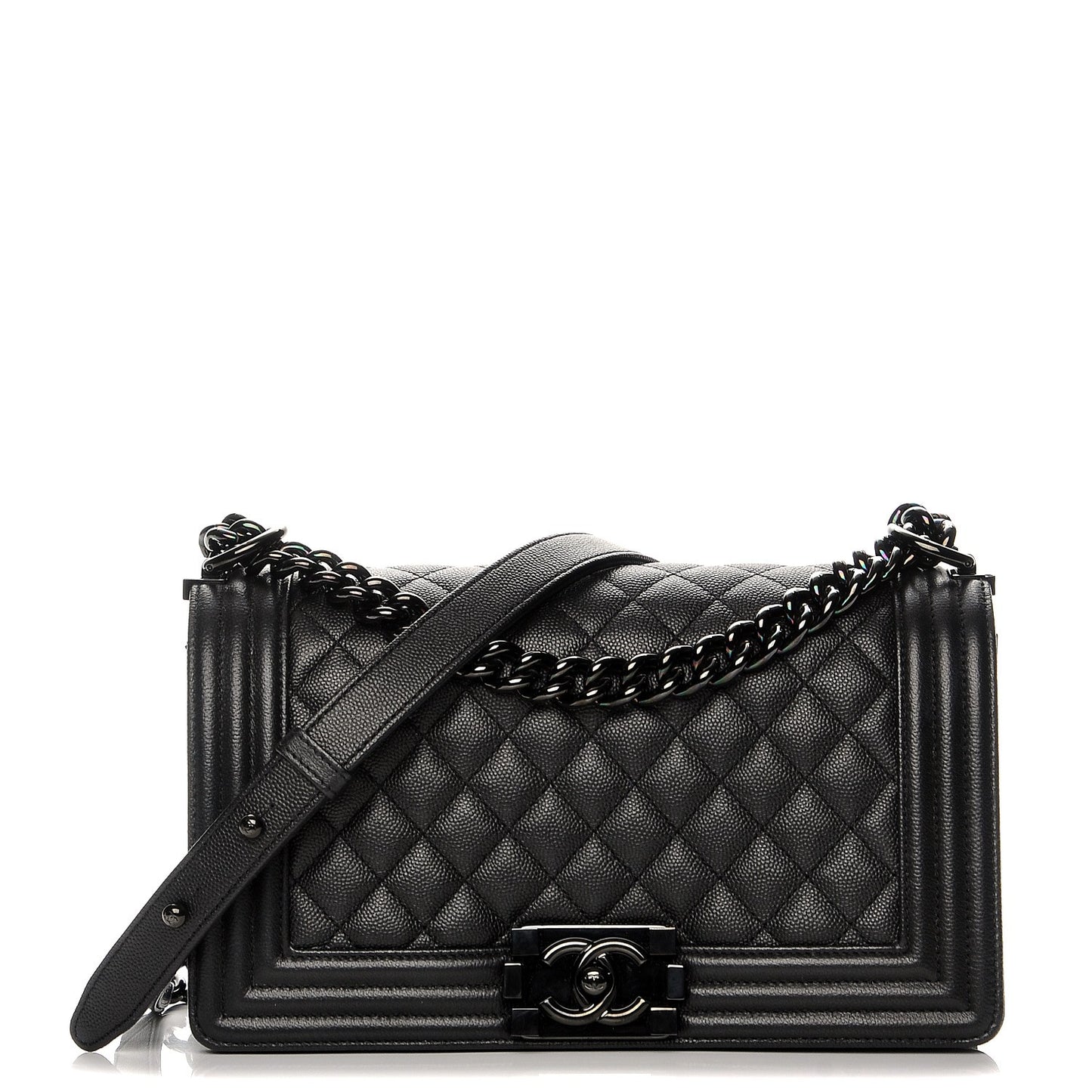 Caviar Quilted Medium Boy Flap So Black