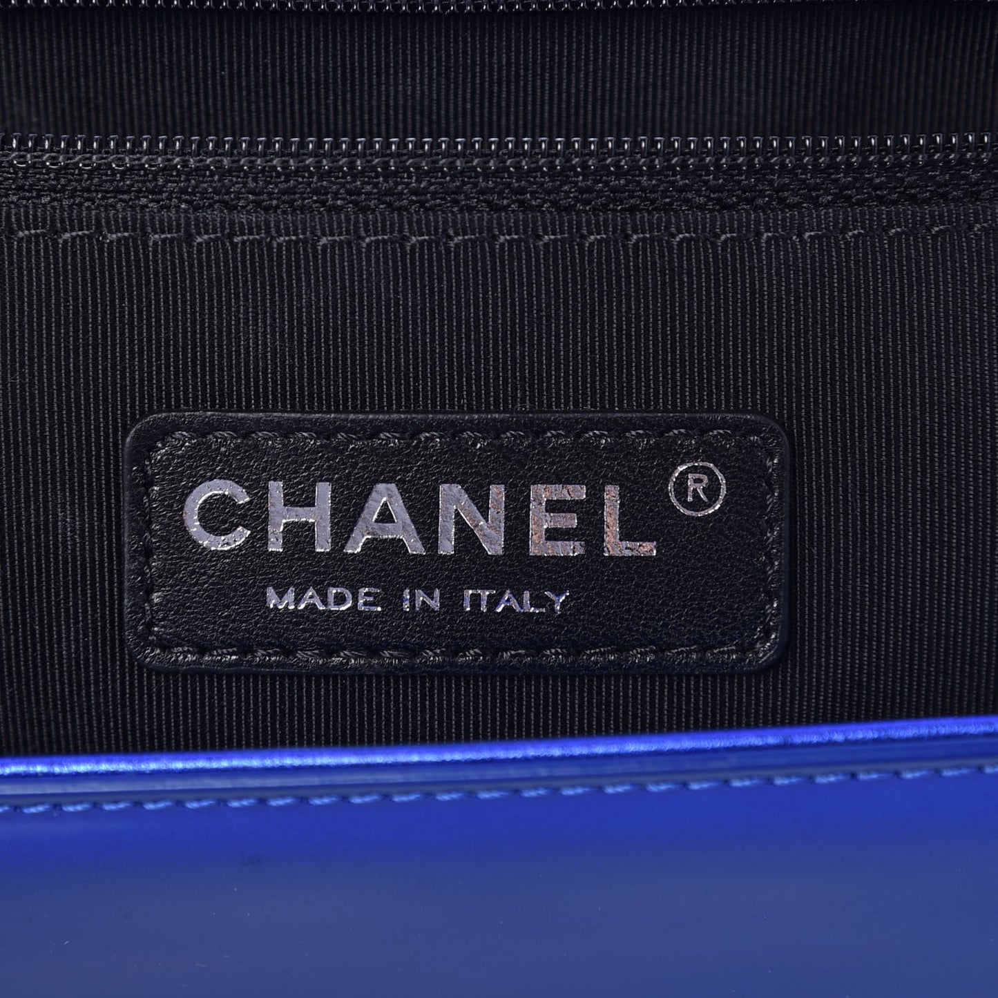 Metallic Patent Quilted Large Boy Flap Blue