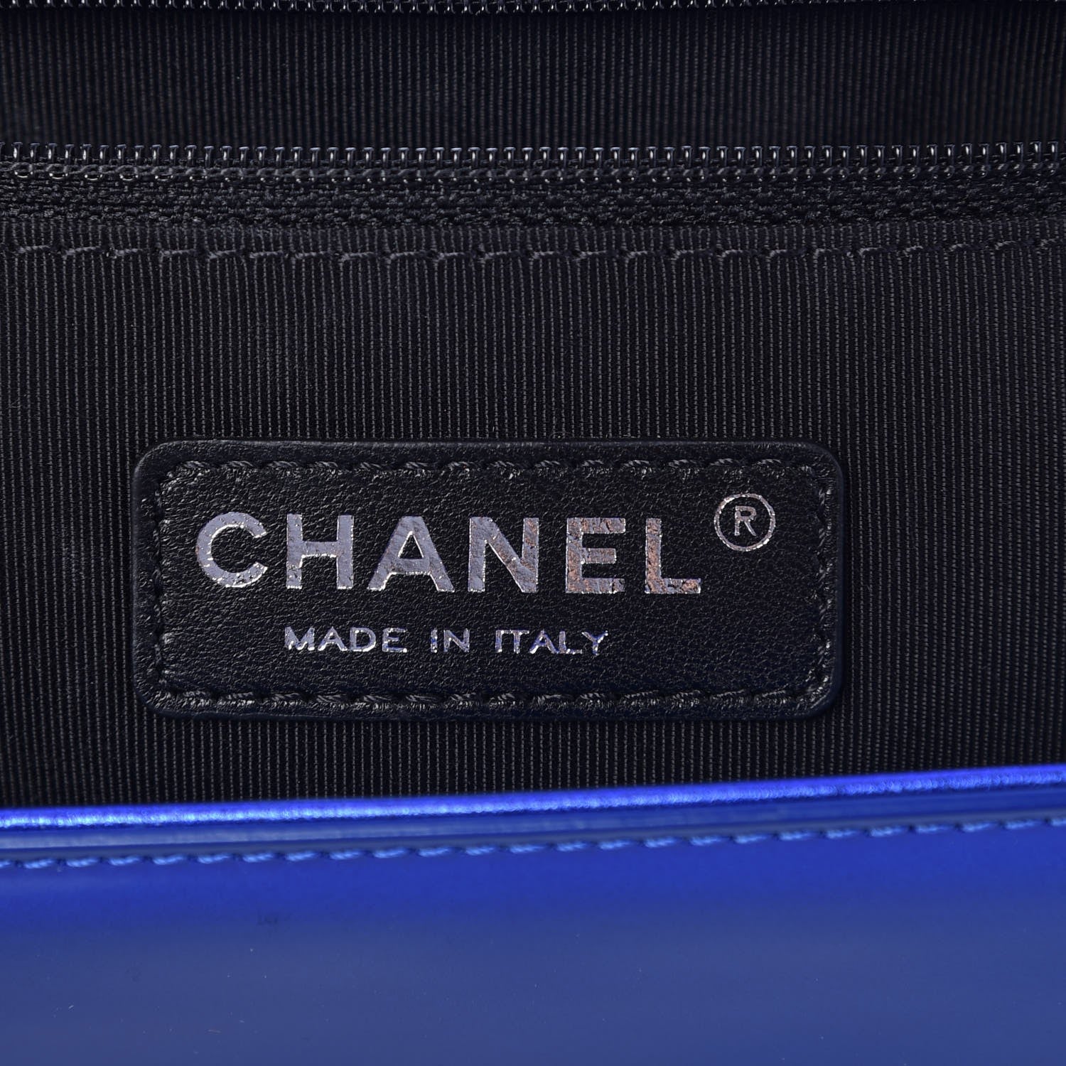 Chanel Metallic Patent Quilted Large Boy Flap Blue 6 of 10