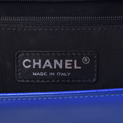Chanel Metallic Patent Quilted Large Boy Flap Blue 6 of 10