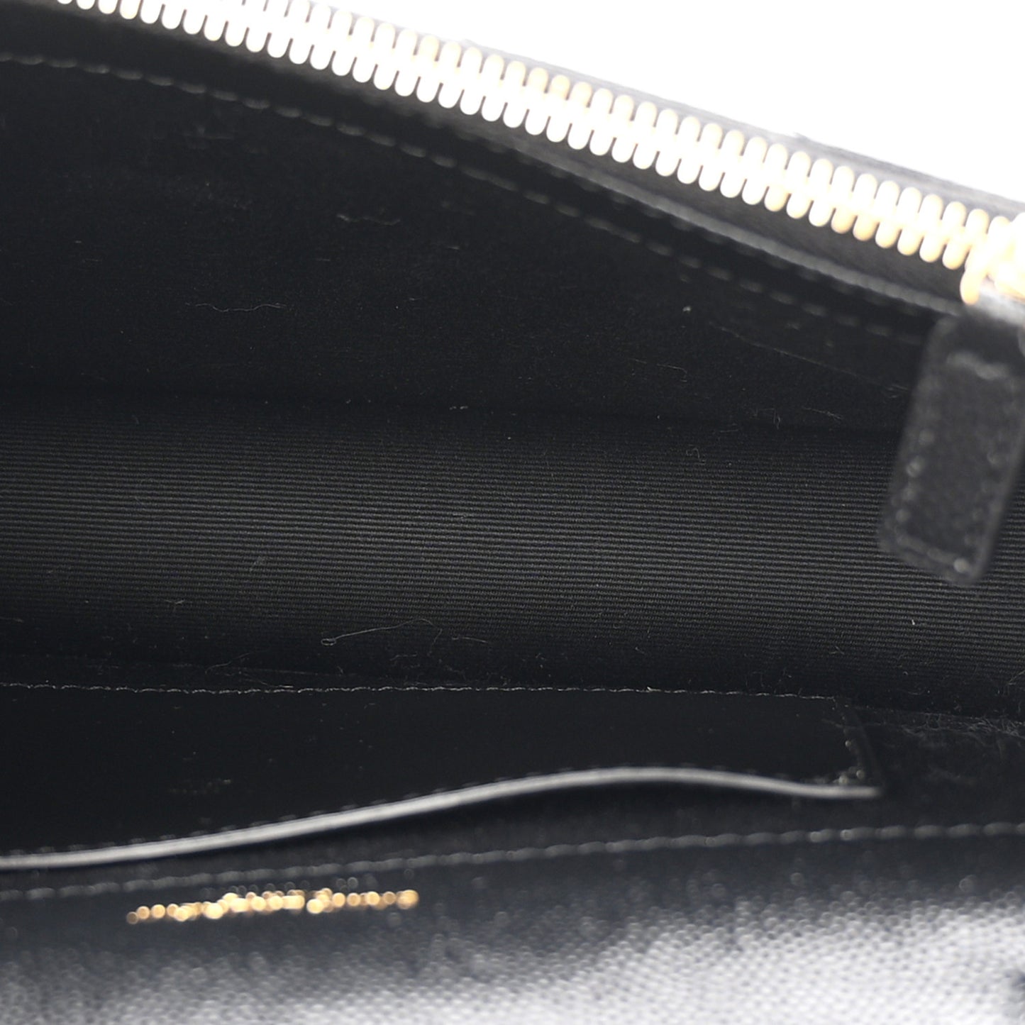 Grain De Poudre Matelasse Chevron Monogram Envelope Chain Wallet Black