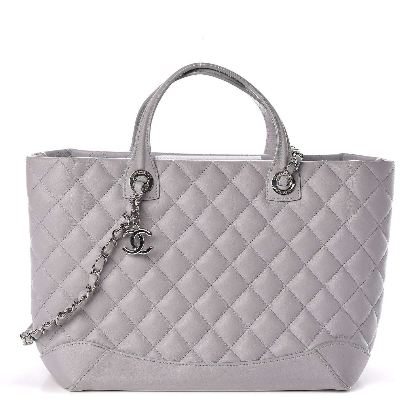 Calfskin Quilted Small Easy Shopping Tote Grey