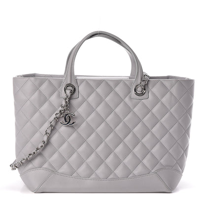 Chanel Calfskin Quilted Small Easy Shopping Tote Grey 1 of 13