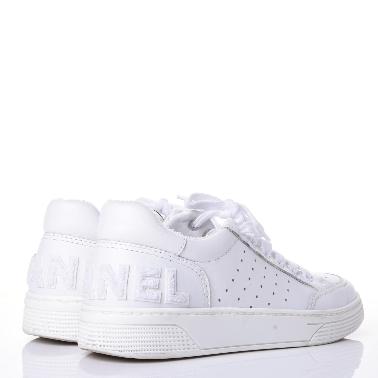 Calfskin Womens Logo Sneakers 38 White