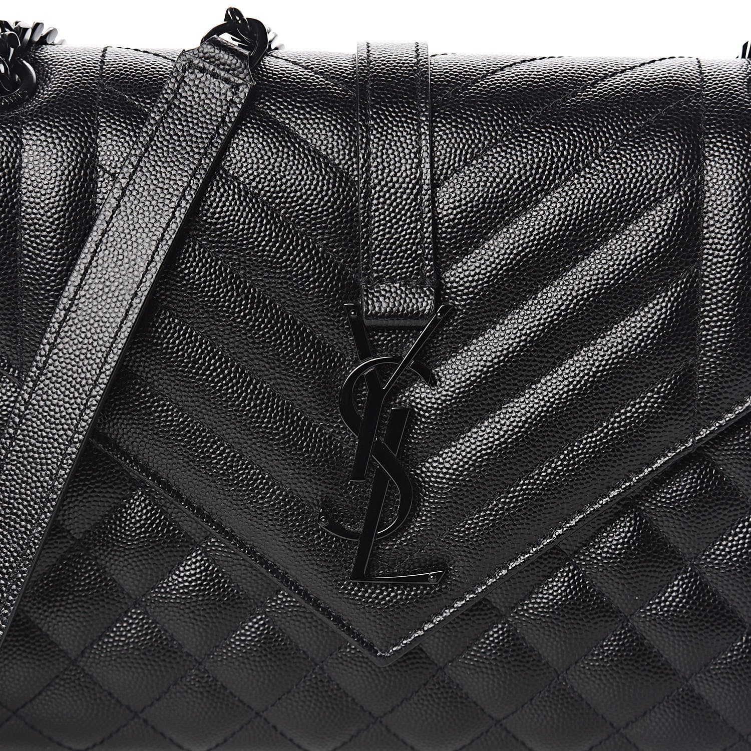 Saint Laurent Grain De Poudre Textured Mixed Matelasse Triquilt Medium Monogram Satchel Black 9 of 9