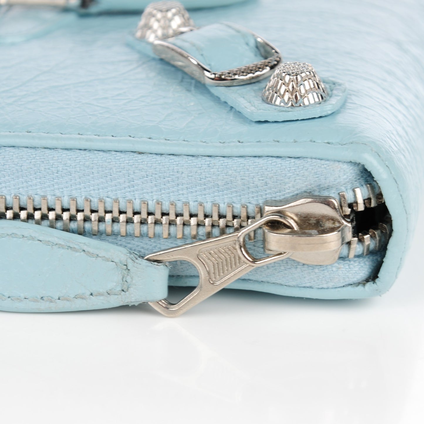 Agneau Giant 12 Silver Hardware Continental Zip Around Wallet Bleu Dragee