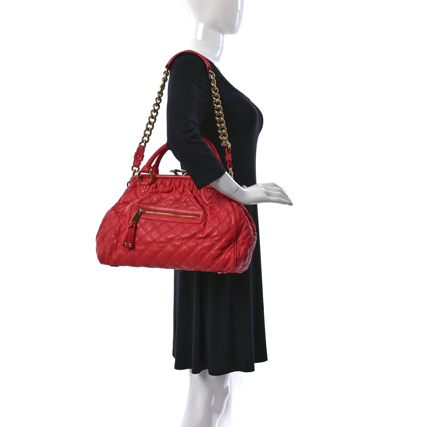 Calfskin Quilted Leather Stam Bag Red