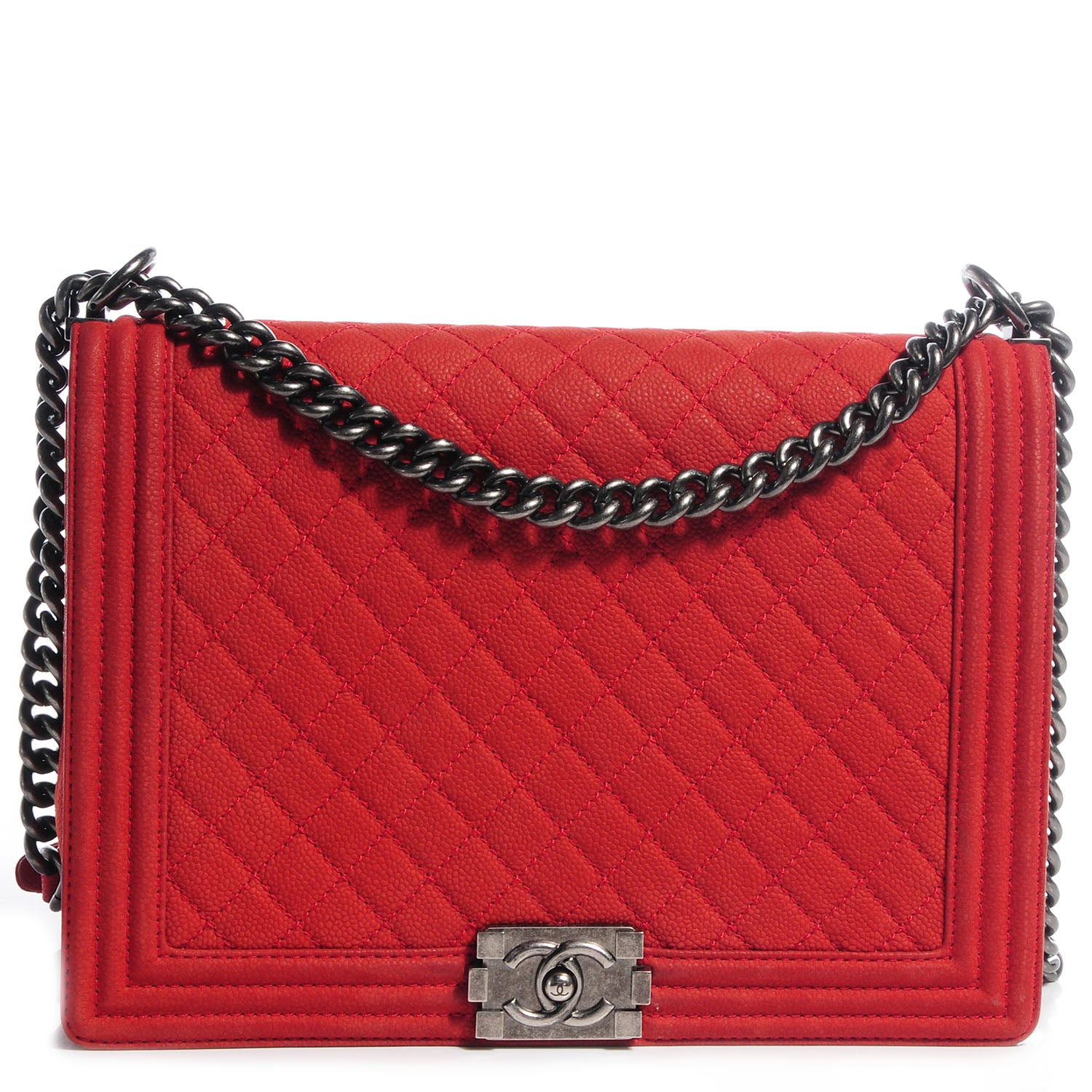 Chanel Matte Caviar Quilted Large Boy Flap Red 1 of 8