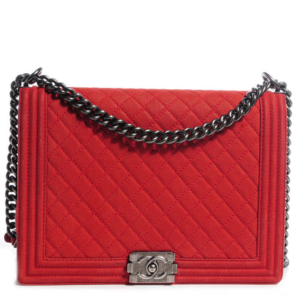 Chanel Matte Caviar Quilted Large Boy Flap Red 1 of 8