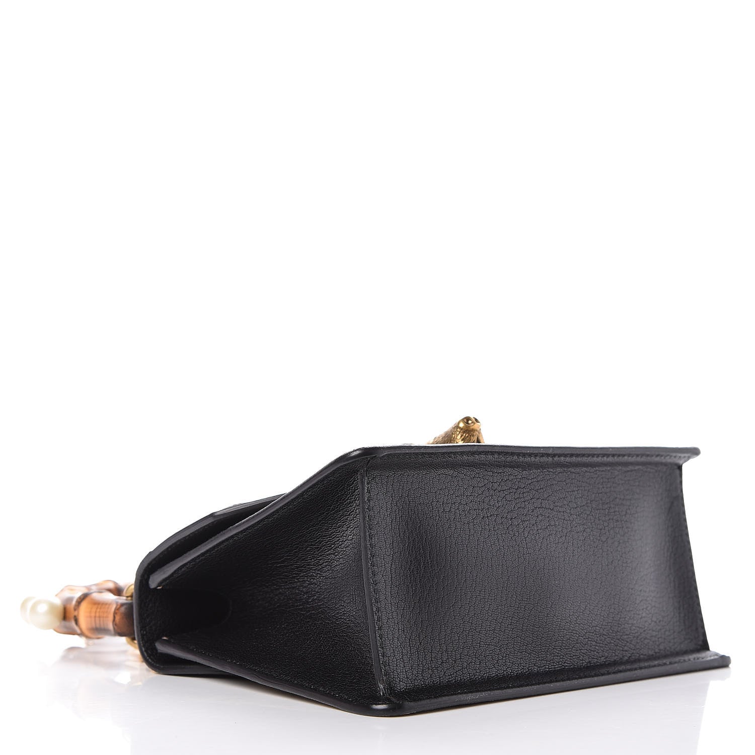Gucci GG Supreme Monogram Goatskin Pearl Mini Fox Broche Bamboo Top Handle Bag Beige Ebony Black Hibiscus Red Mystic White 4 of 9
