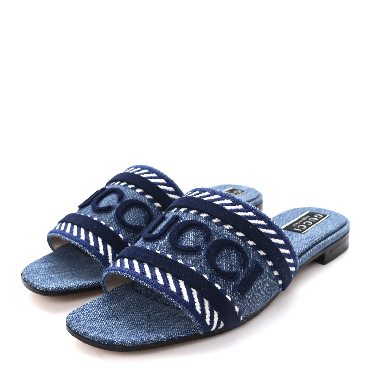 Plain Spain Denim Logo Slide Sandals 37.5 Light Blue