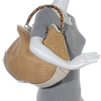 Gucci Straw Peggy Bamboo Handle Hobo 2 of 7