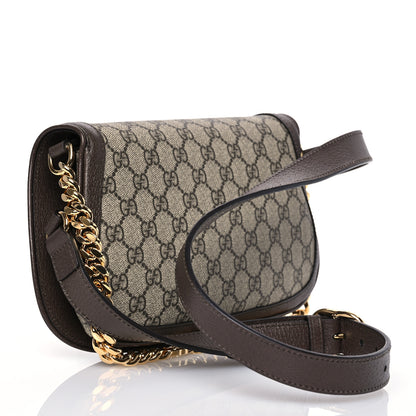 Gucci GG Supreme Monogram Textured Dollar Calfskin Blondie Chain Shoulder Flap Bag Beige Ebony New Acero 3 of 14
