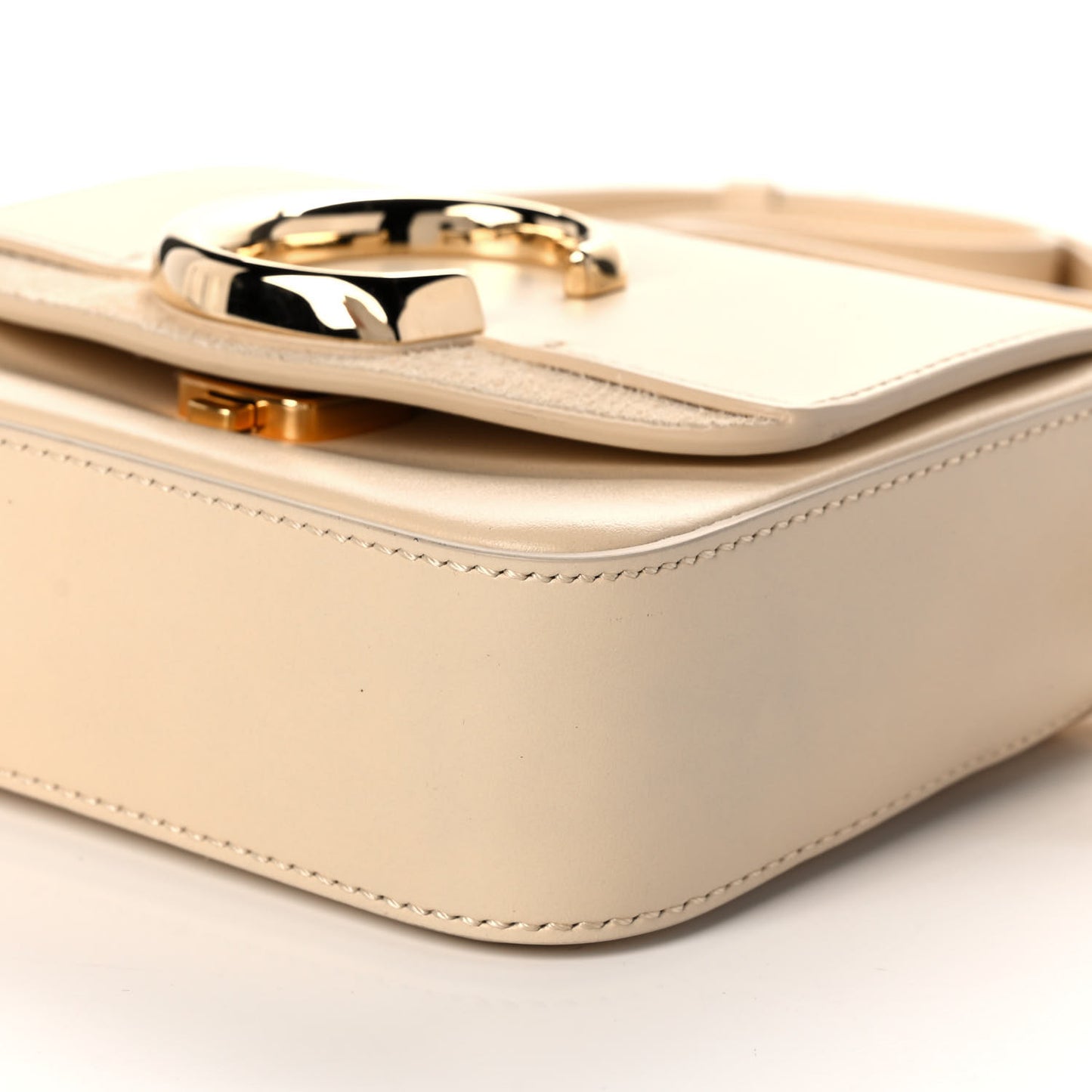 Shiny Calfskin Suede Mini C Double Carry Blondie Beige