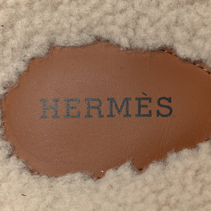 Hermes Suede Goatskin Woolskin Womens Chypre Sandals 37.5 Naturel Ecru 8 of 10