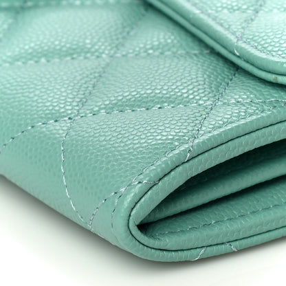 Chanel Caviar Quilted Large Gusset Flap Wallet Green 9 of 11