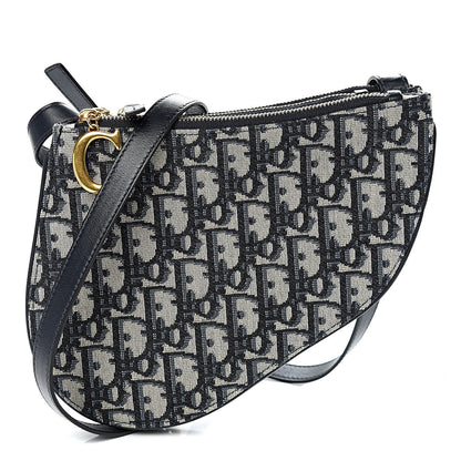 Christian Dior Oblique Saddle Pouch With Strap Navy Blue 1 of 10