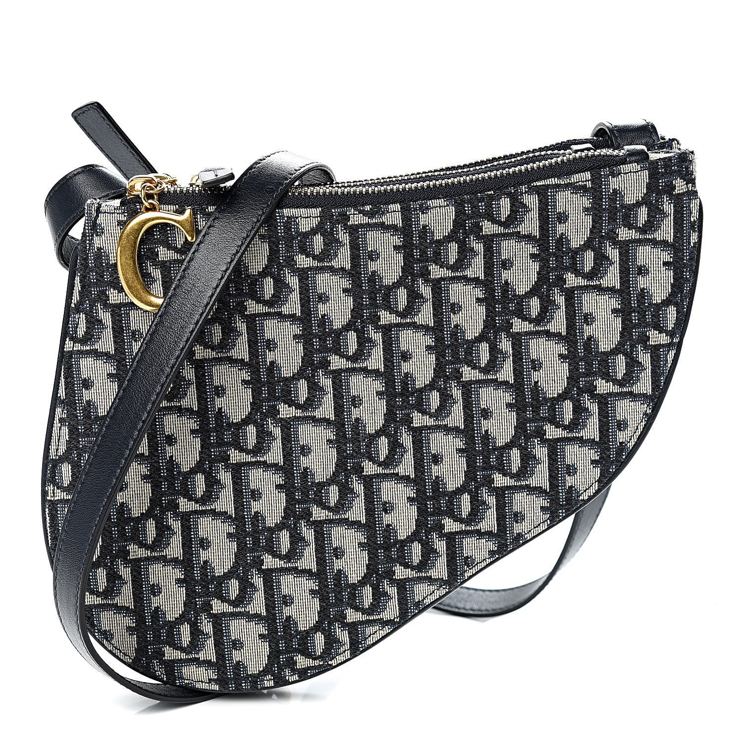 Christian Dior Oblique Saddle Pouch With Strap Navy Blue 1 of 10