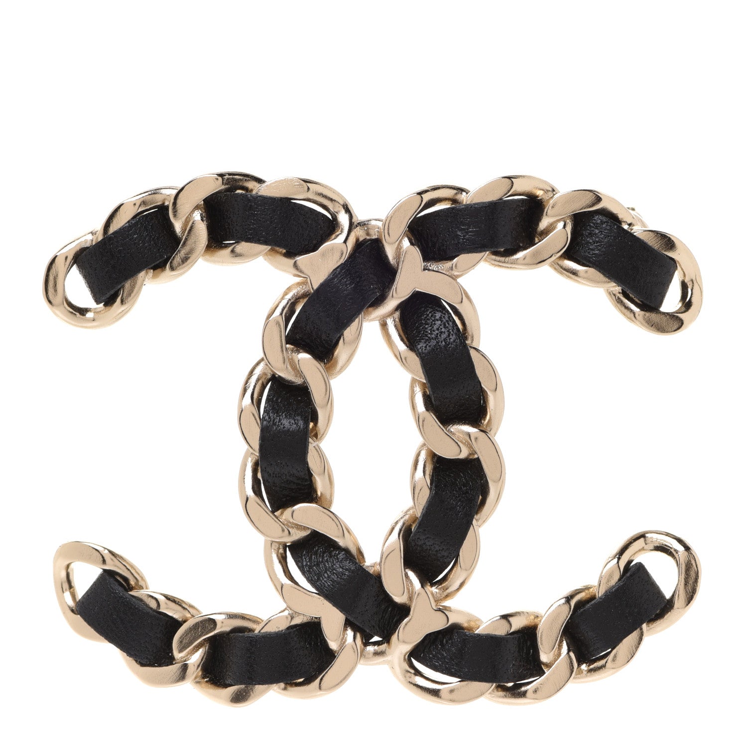 Chanel Lambskin Chain CC Brooch Black Gold 1 of 5