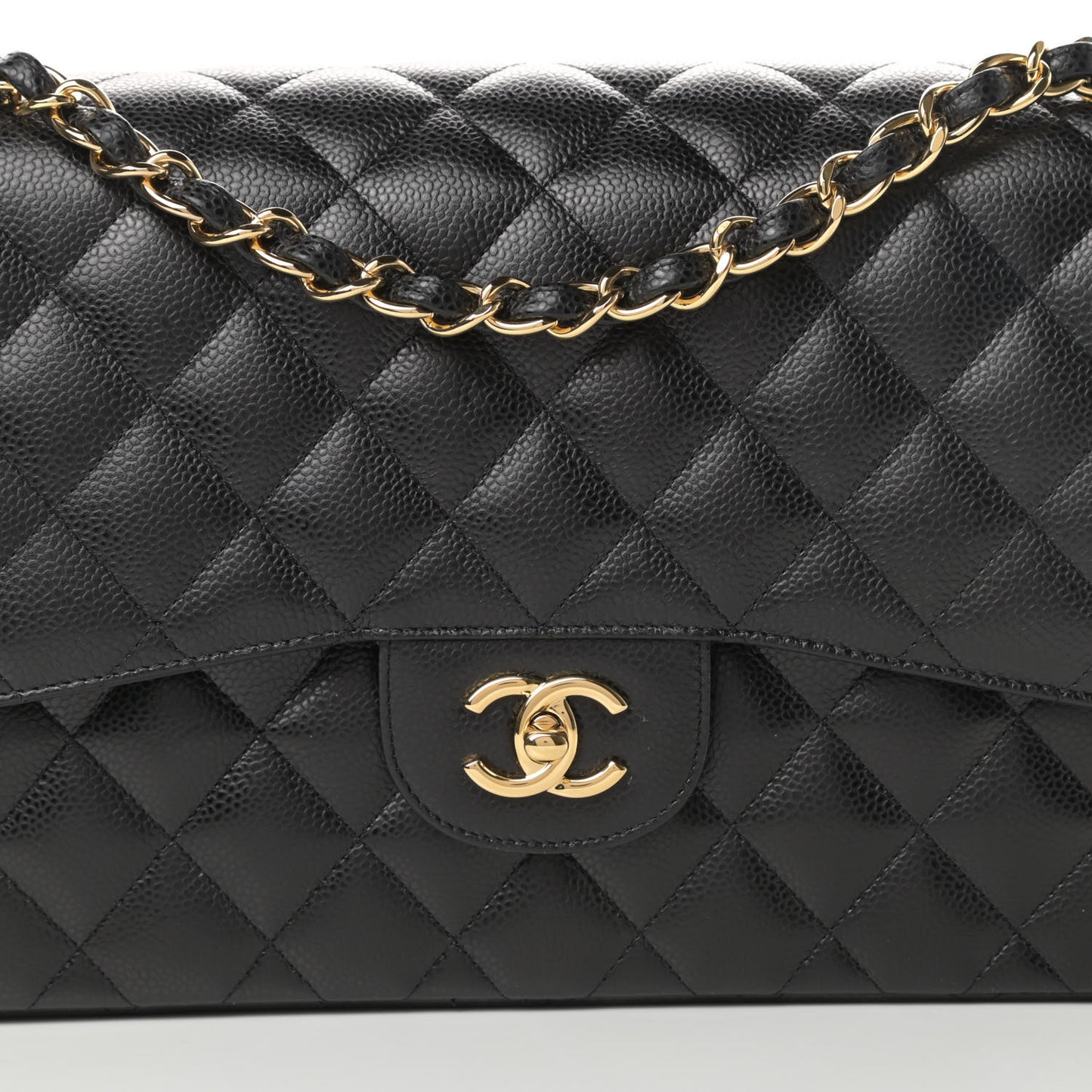 Caviar Quilted Jumbo Double Flap Black