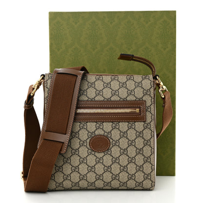 Gucci GG Supreme Monogram Azalea Calfskin Retro Interlocking G Flat Messenger Bag Beige Ebony Brown Sugar 3 of 11