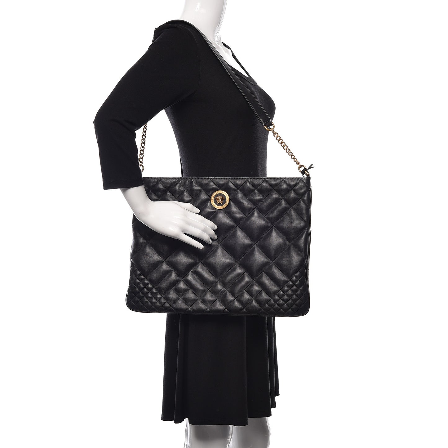 Nappa Quilted Icon Shoulder Bag Black