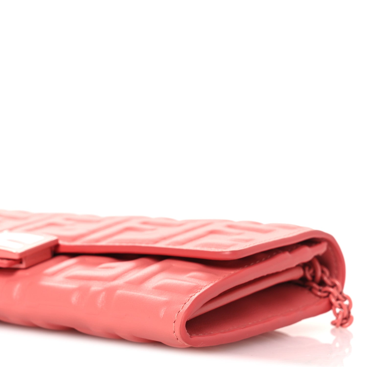 Fendi Nappa FF Embossed Continental Wallet On Chain Rosa Pesca 10 of 12