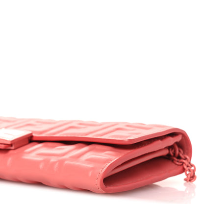 Fendi Nappa FF Embossed Continental Wallet On Chain Rosa Pesca 10 of 12