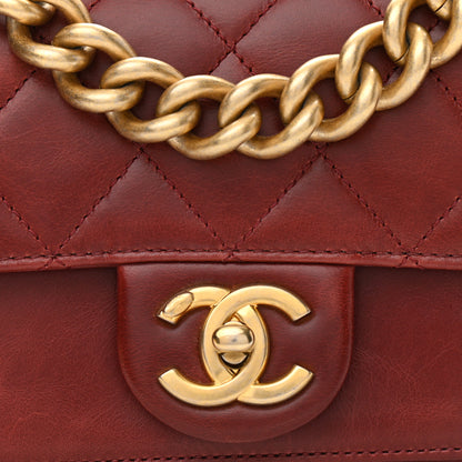 Chanel Iridescent Calfskin Quilted Small Straight Lined Flap Red 8 of 14