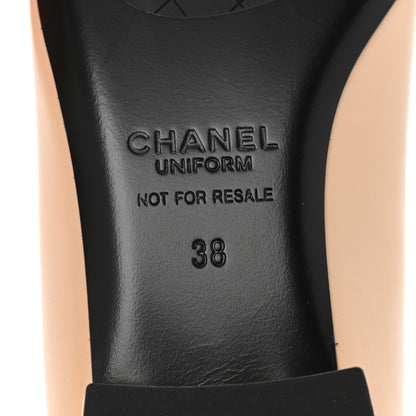 Chanel Lambskin Cap Toe CC Uniform Ballerina Flats 38 Beige Black 7 of 9