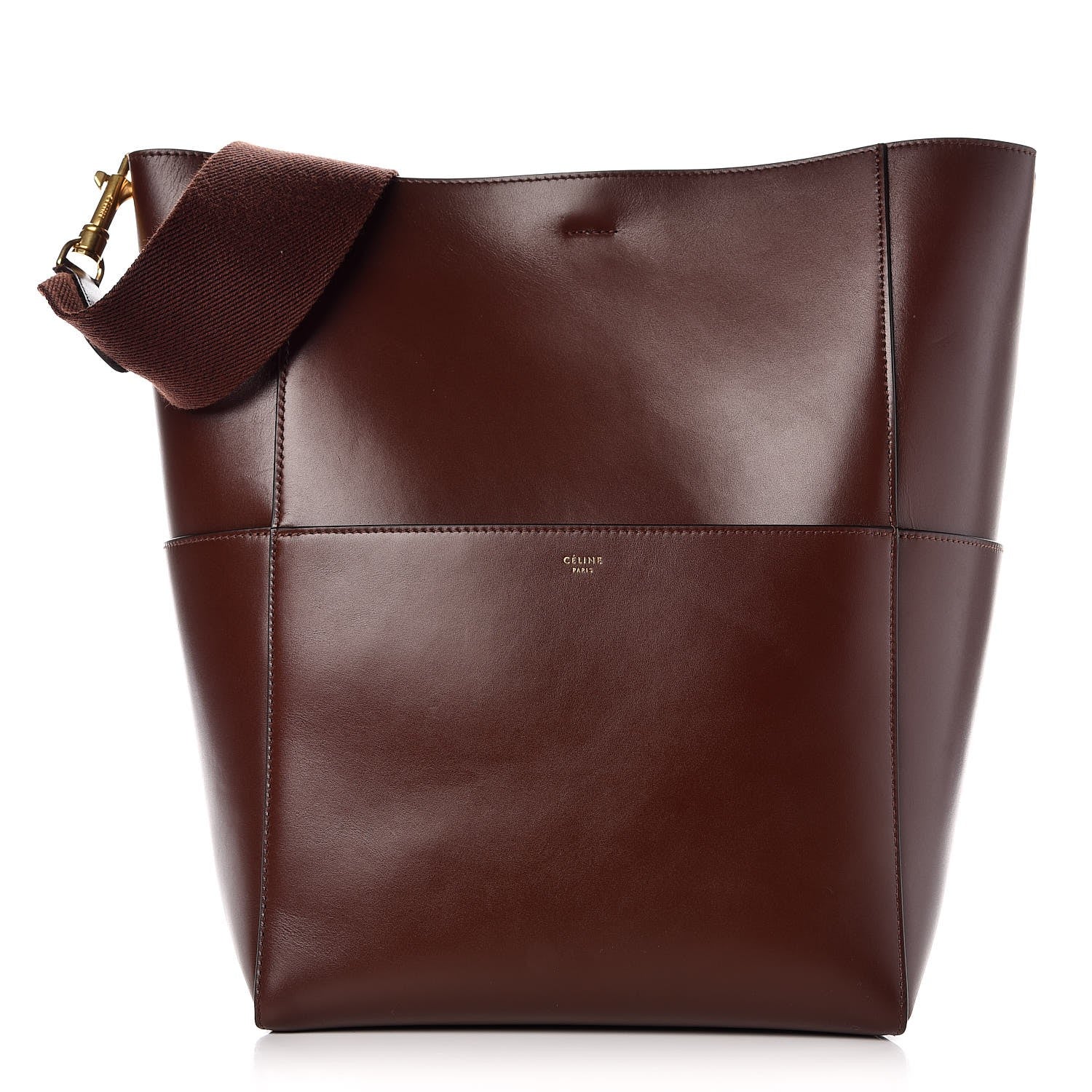 Celine Supersoft Calfskin Sangle Bucket Bag Burgundy 1 of 10