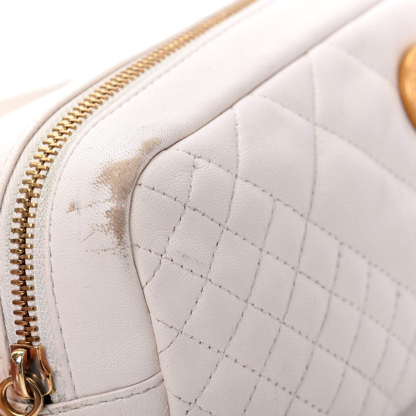 Nappa Barocco Quilted Vanitas Medea Belt Bag White