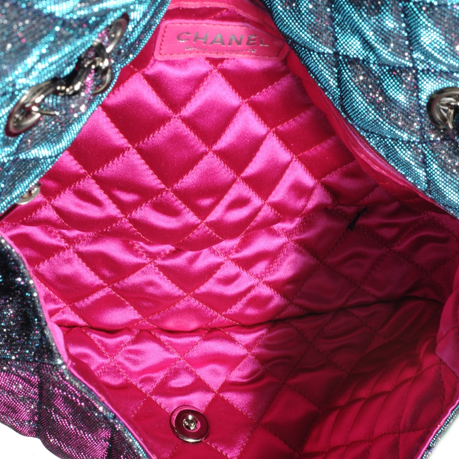 Chanel Iridescent Glitter Fabric Jumbo Single Flap Multicolor