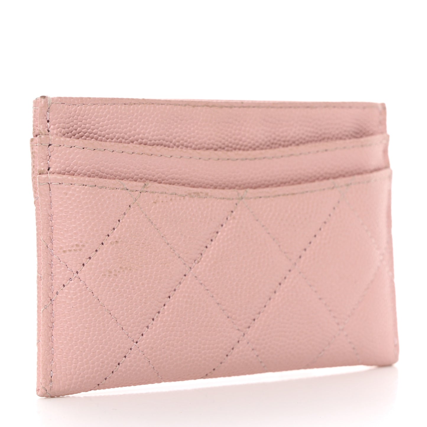 Caviar Quilted Card Holder Light Pink