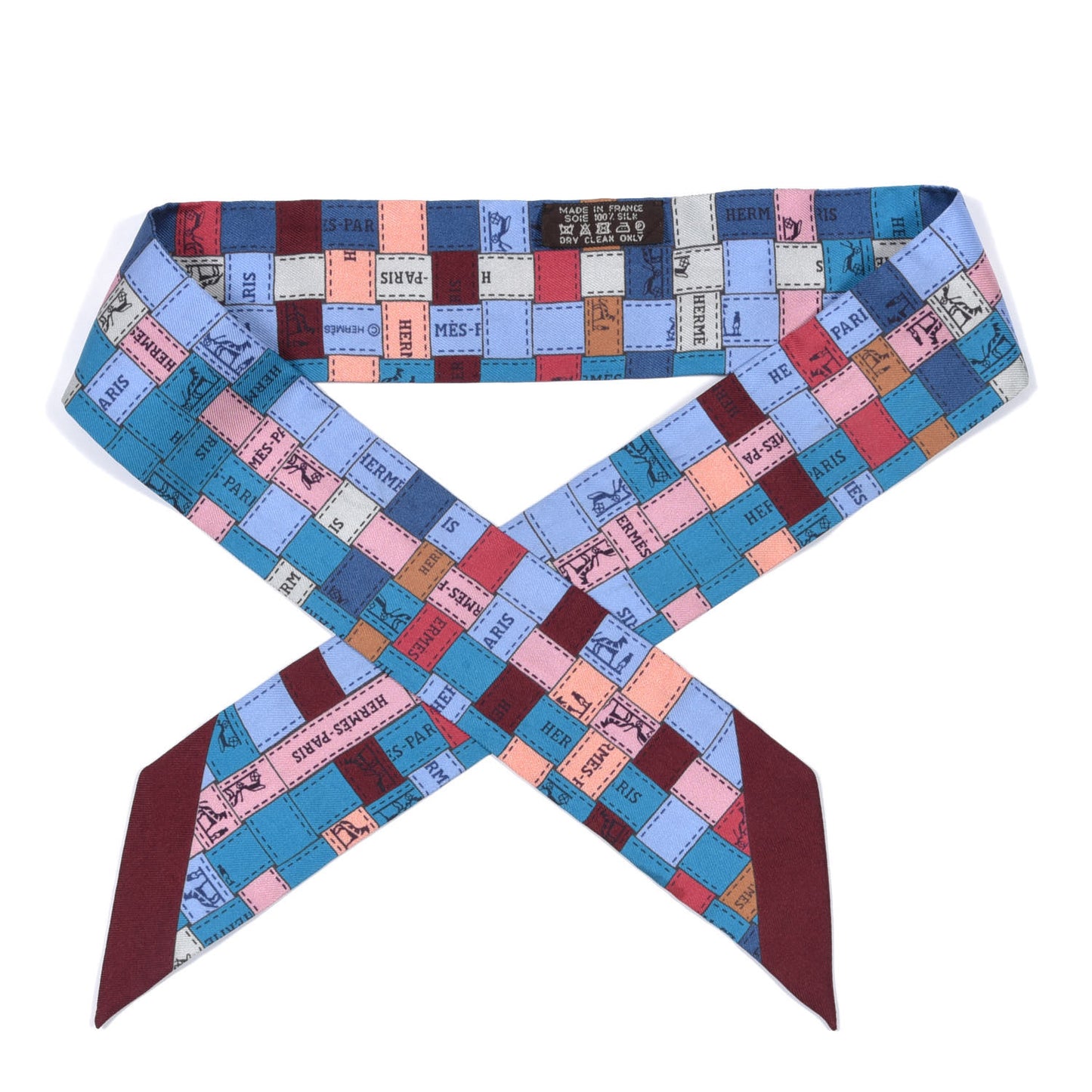 Silk Bolduc Au Carre Twilly Ciel Cobalt Bordeaux