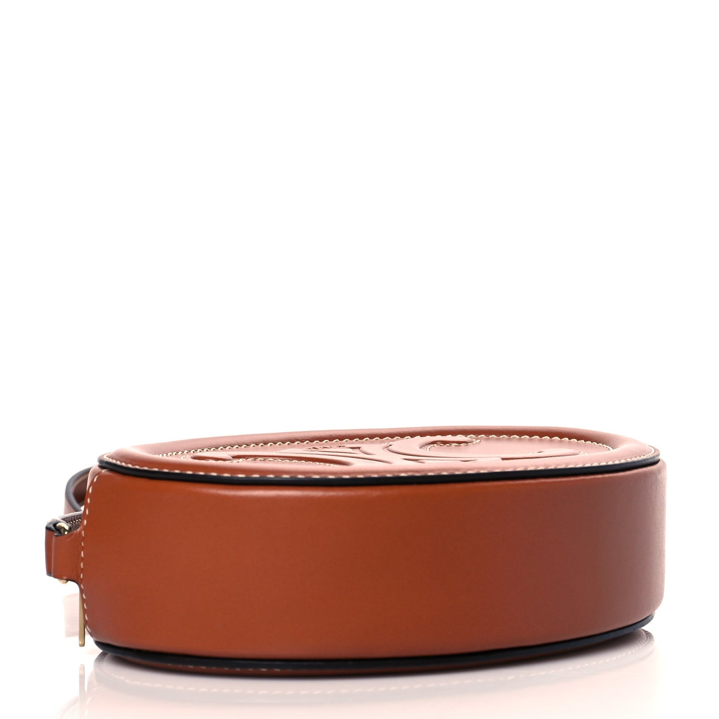Smooth Calfskin Cuir Small Triomphe Oval Crossbody Purse Tan