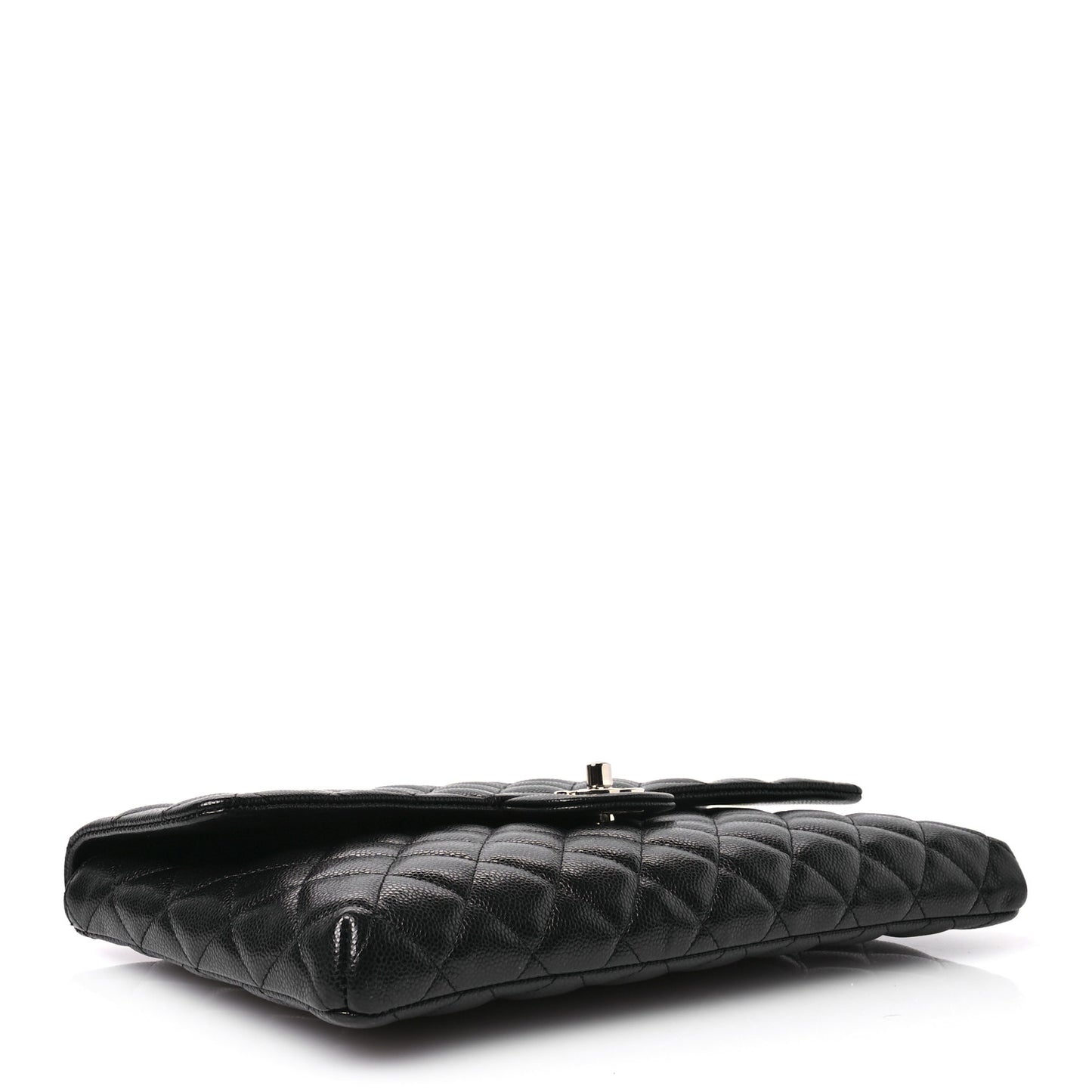 Caviar Quilted Flap Clutch Black