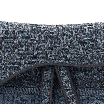 Christian Dior Oblique Embroidered Saddle Bag Denim Blue 8 of 11