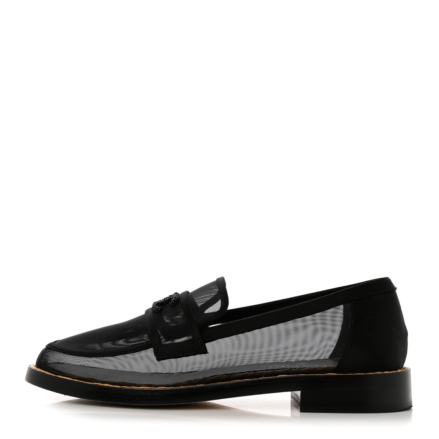 Mesh Satin CC Loafers 40 Black