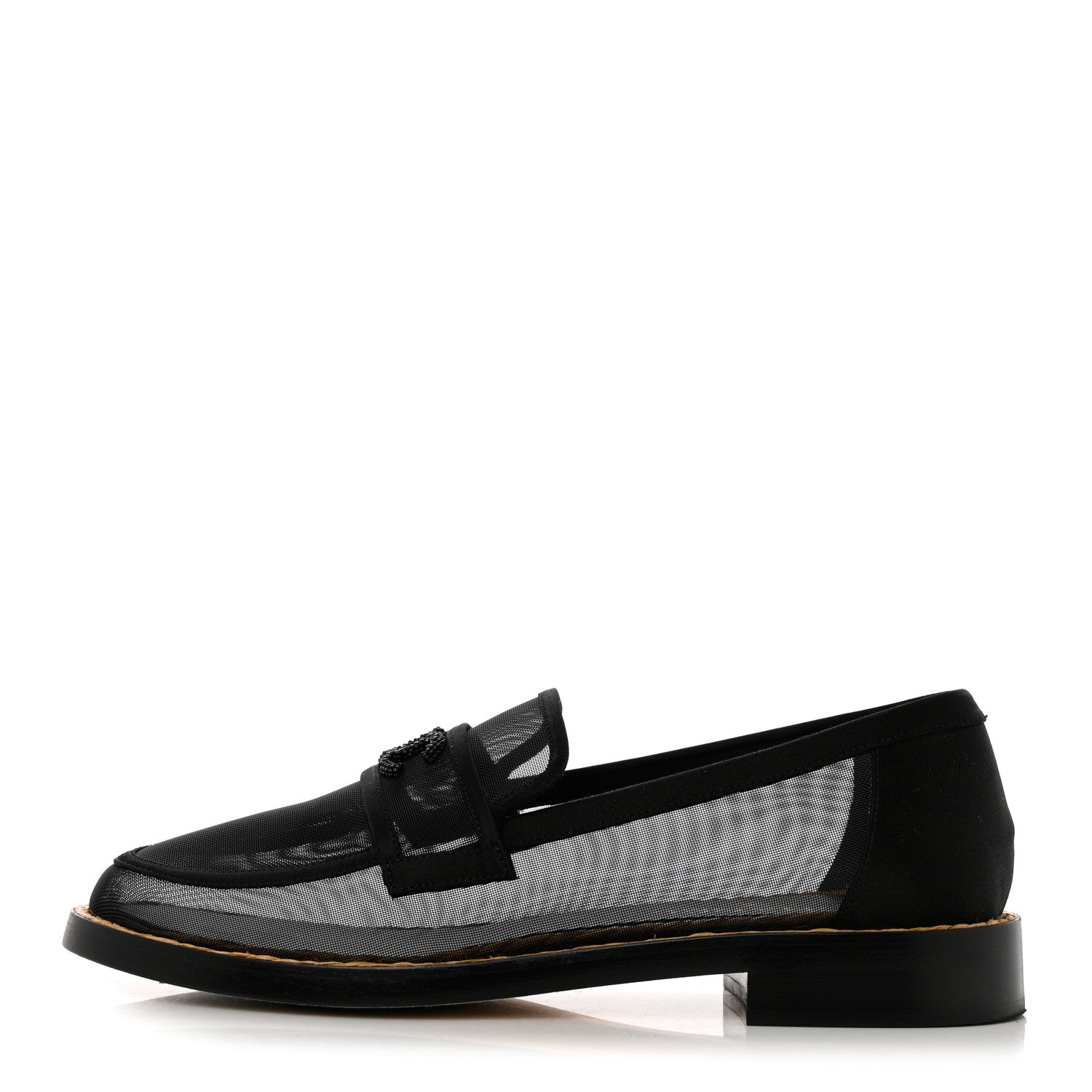 Chanel Mesh Satin CC Loafers 40 Black 1 of 8