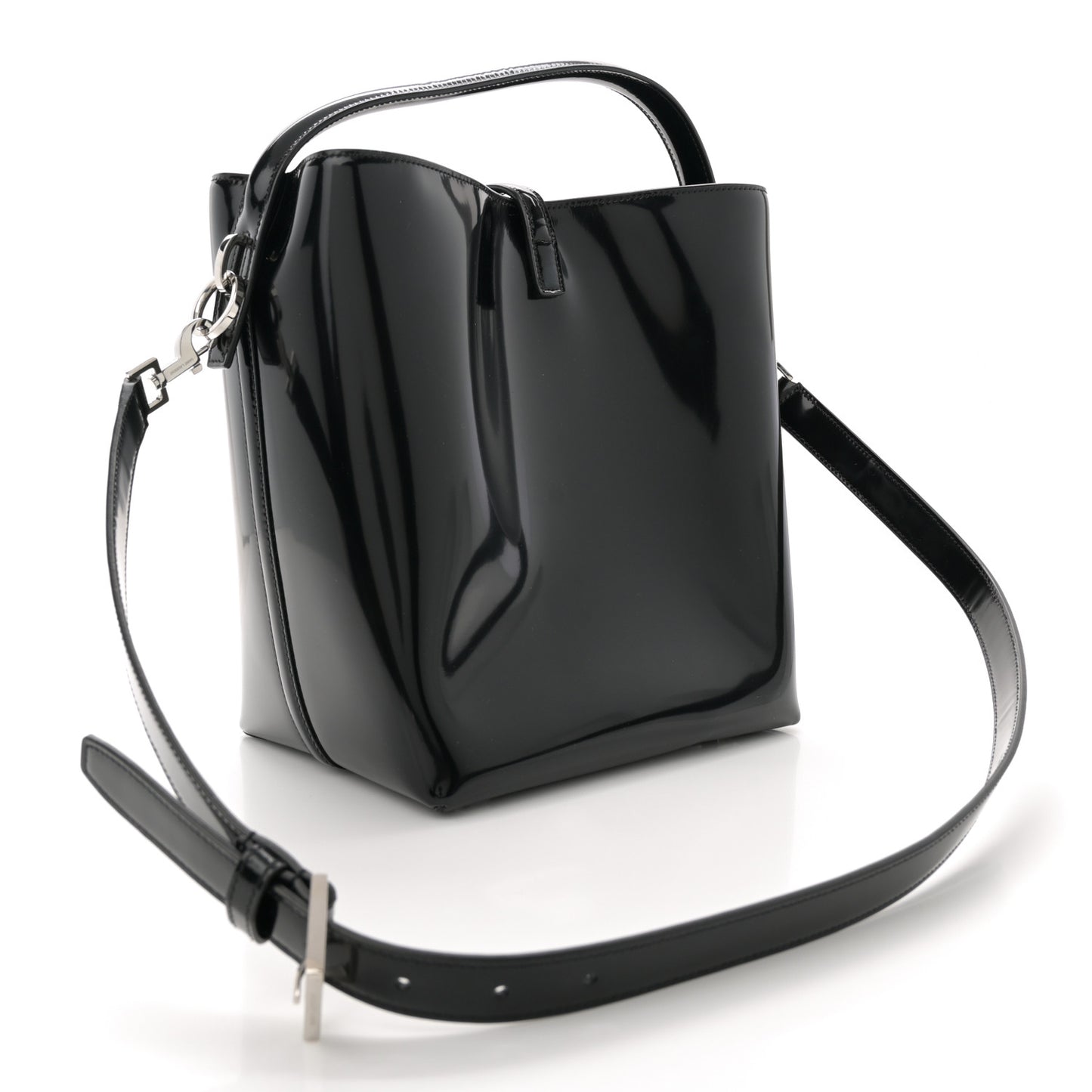Patent Calfskin Le 37 Bucket Bag Black