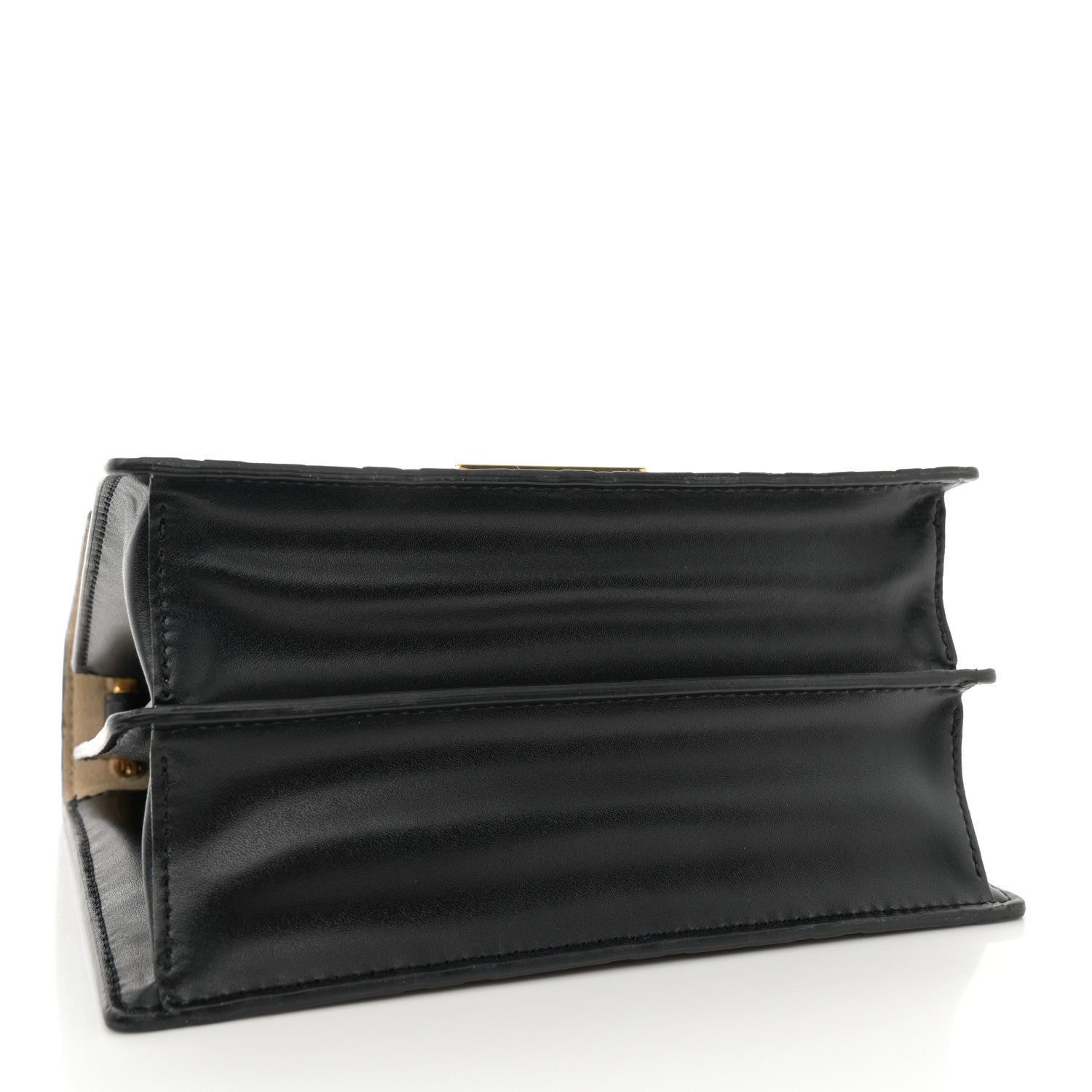 Fendi Vitello Liberty Bi-Color FF 1974 Embossed Small Kan U Shoulder Bag Maya Black 4 of 13