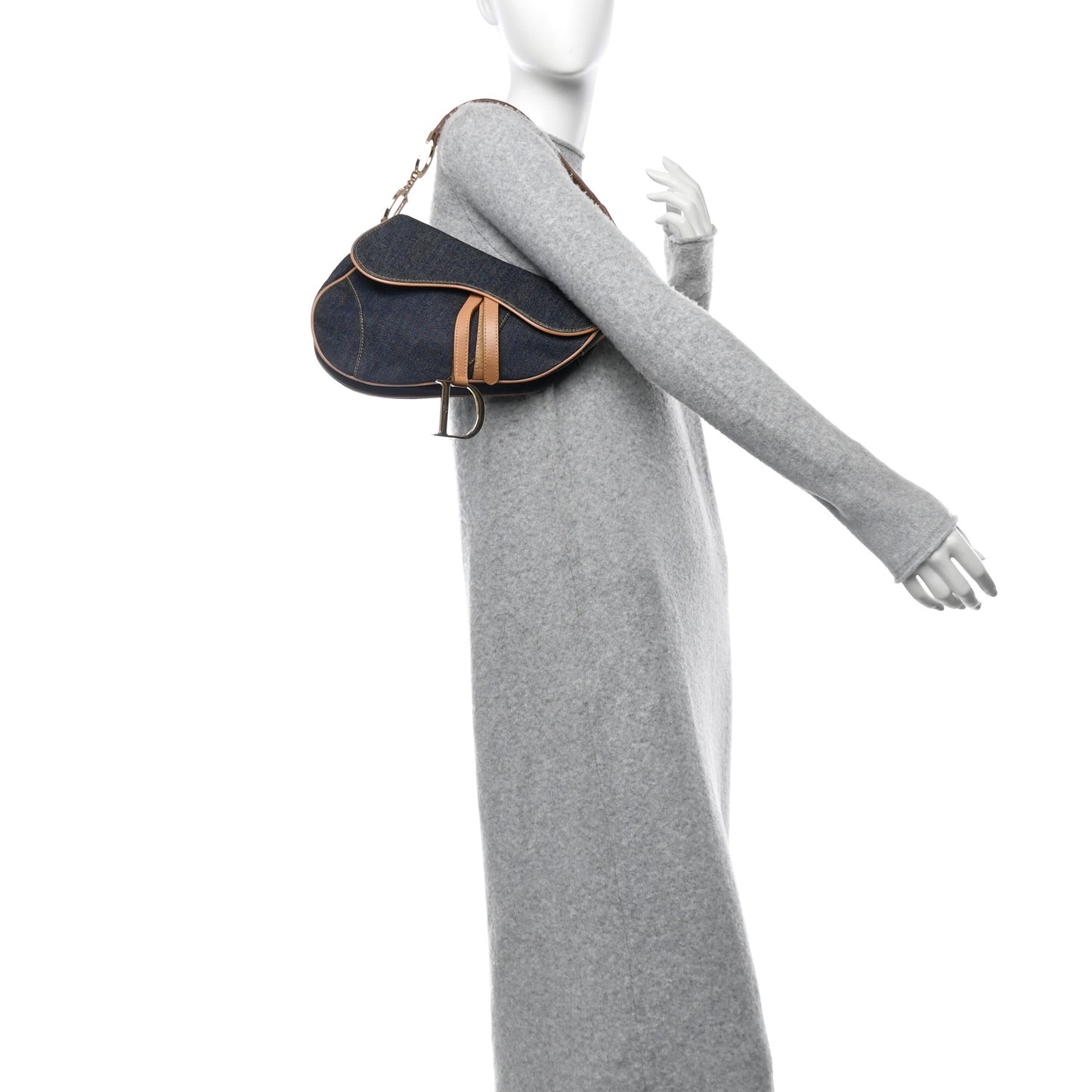 Denim Calfskin Saddle Bag Blue