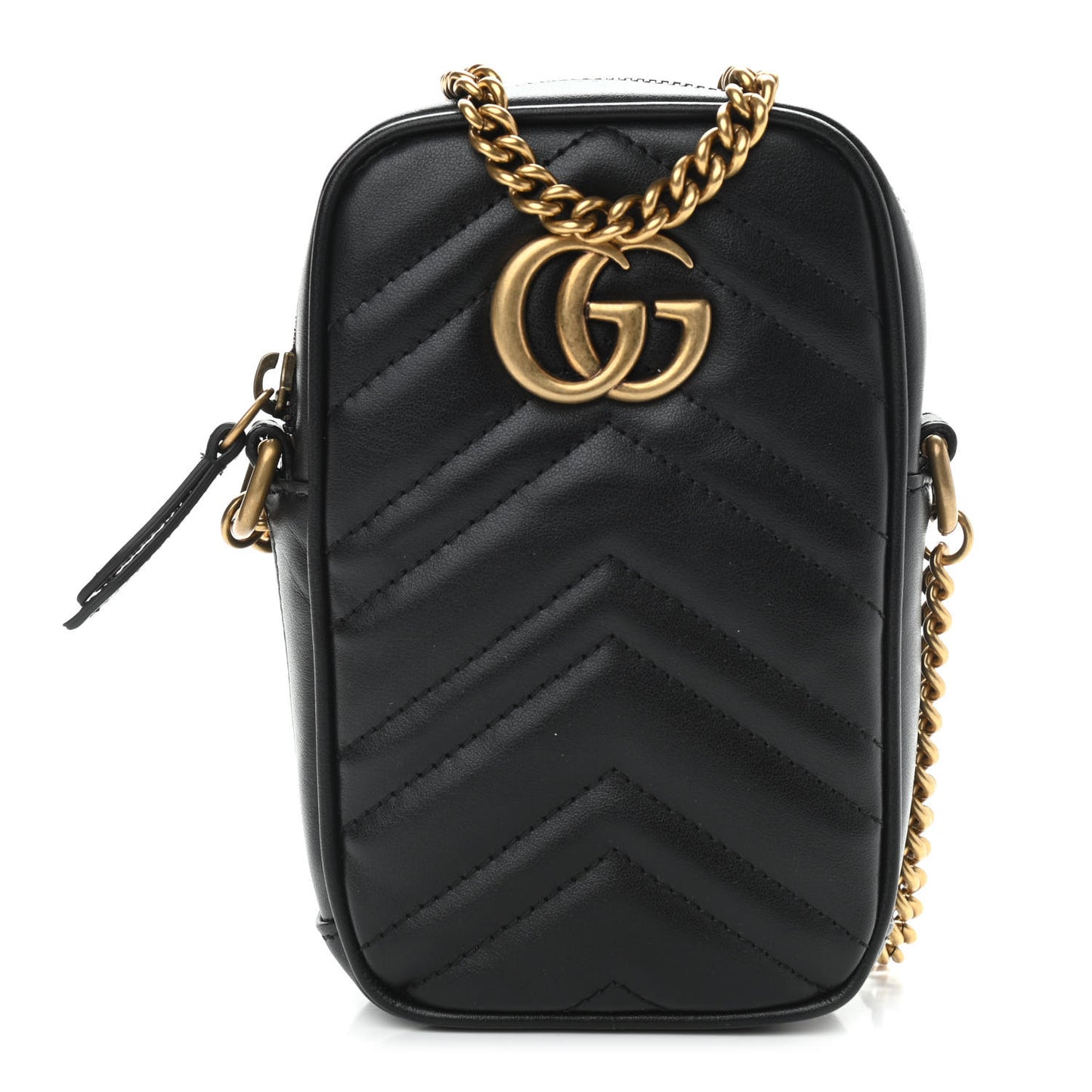 Calfskin Matelasse Mini GG Marmont Crossbody Bag Black