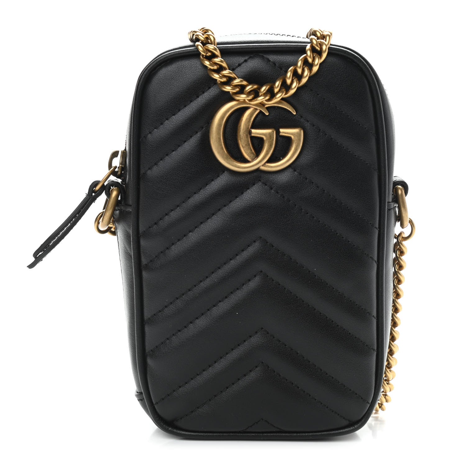 Gucci Calfskin Matelasse Mini GG Marmont Crossbody Bag Black 1 of 11